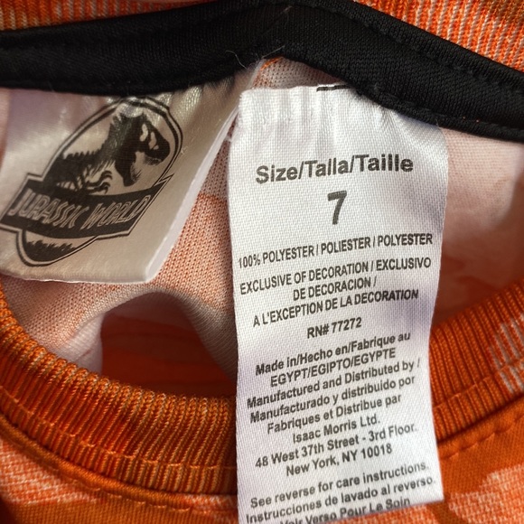 Jurassic World Orange T-Shirt Size 7 - Picture 4 of 4
